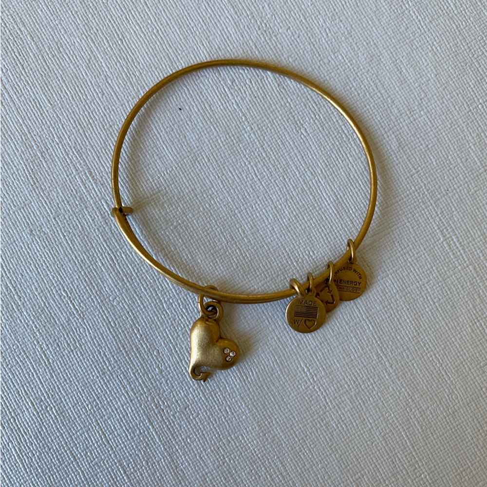 Alex & Ani Heart Charm with Stone Detail Bangle Bracelet